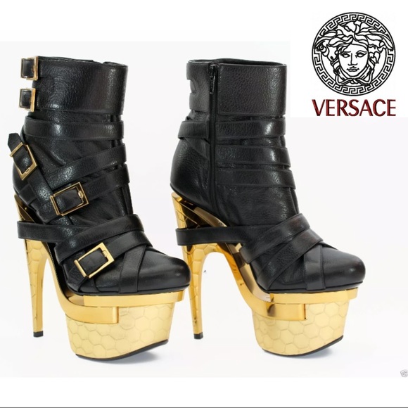 NWT Versace Bondage Triple Platform Leather Bootie - Picture 7 of 12